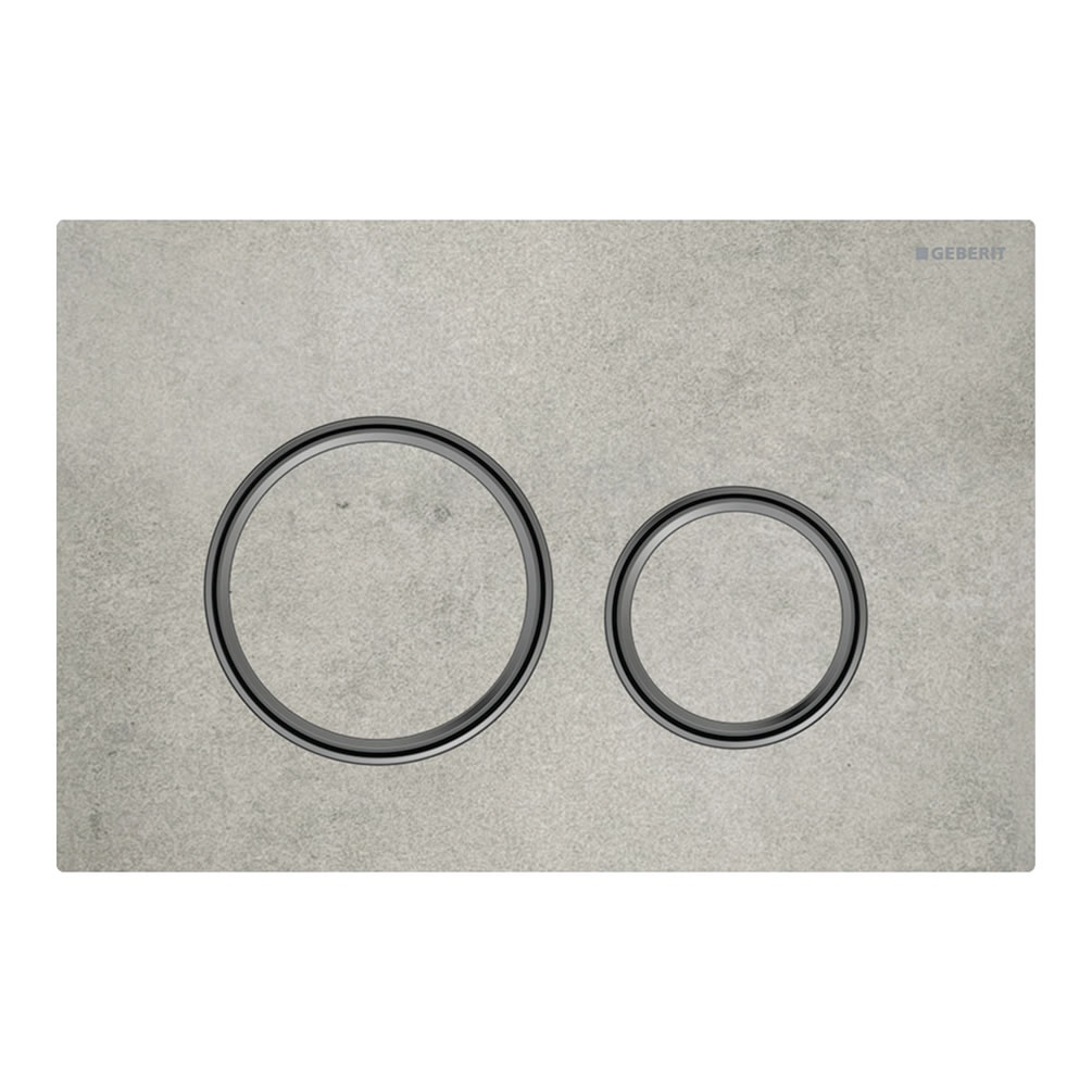 Cutout image of Geberit Sigma50 Round Concrete Ceramic / Black Chrome Dual Flush Plate